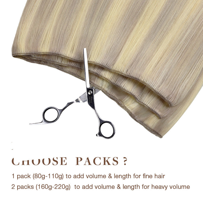 Platinum Blonde Balayage (17/22/60) Sew-In Weft Hair Extensions (80g-110g) – 100% Remy Human Hair.