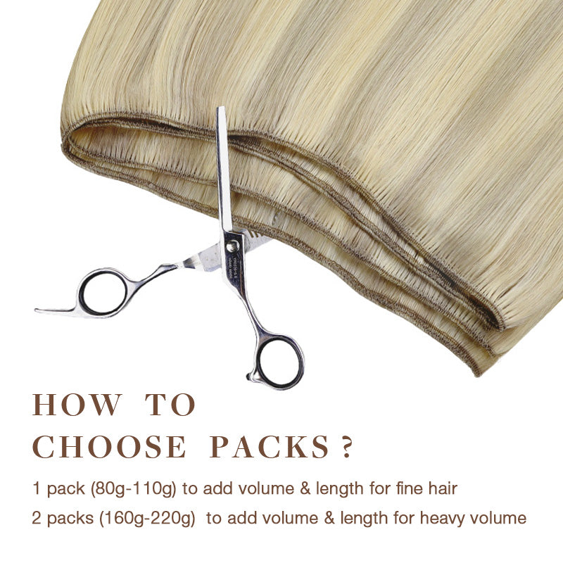 Ash Blonde Highlights (17A/60A) Sew-In Weft Hair Extensions (80g-110g) – 100% Remy Human Hair.