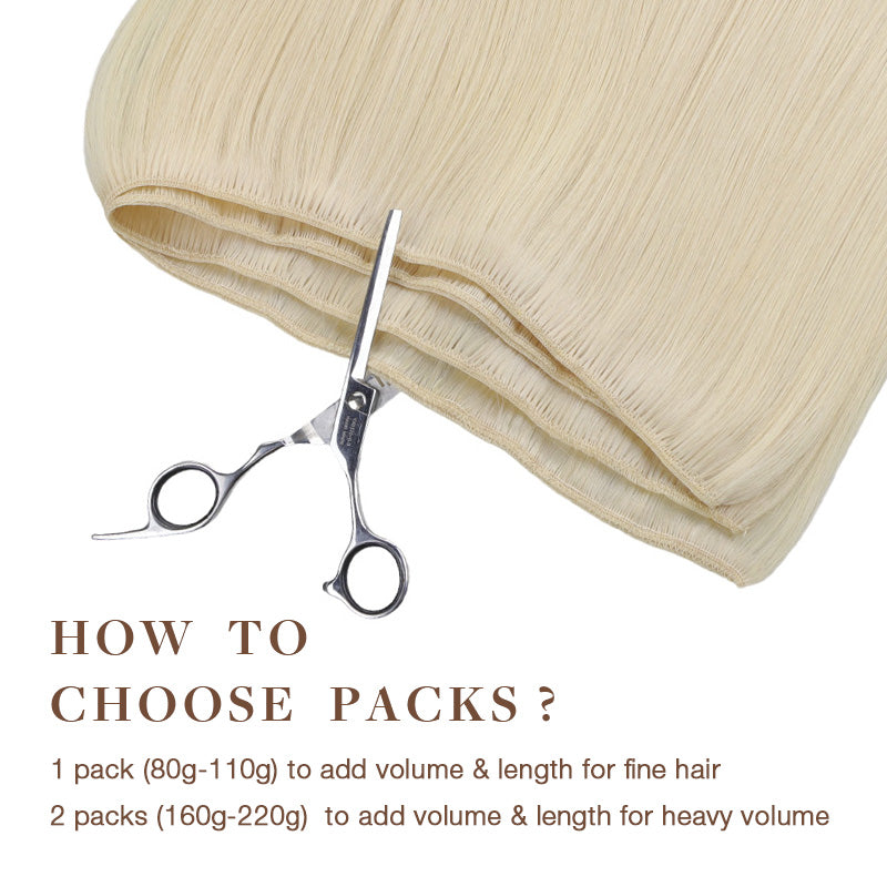 Platinum Blonde (60A) Sew-In Weft Hair Extensions (80g-110g) – 100% Remy Human Hair.