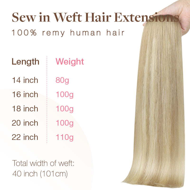 Natural Blonde Balayage (18ET90A) Sew-In Weft Hair Extensions (80g-110g) – 100% Remy Human Hair.