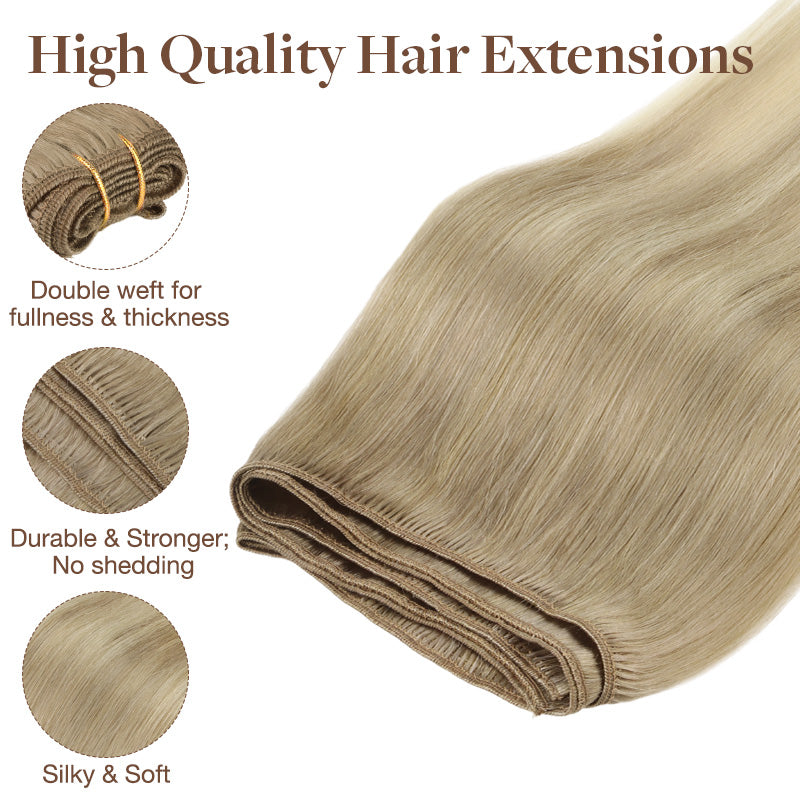 Natural Blonde Balayage (18ET90A) Sew-In Weft Hair Extensions (80g-110g) – 100% Remy Human Hair.
