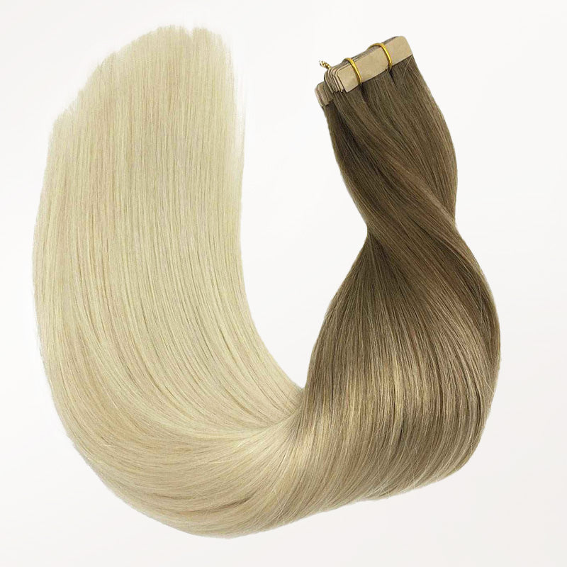 Ash Brown to Platinum Blonde (9/60) Tape-Ins 50g – 100% Remy Human Hair.