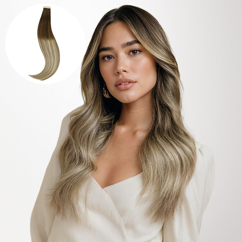 Bleach Blonde Balayage (3/8/613) Tape-Ins 50g | 100% Remy  display picture 2