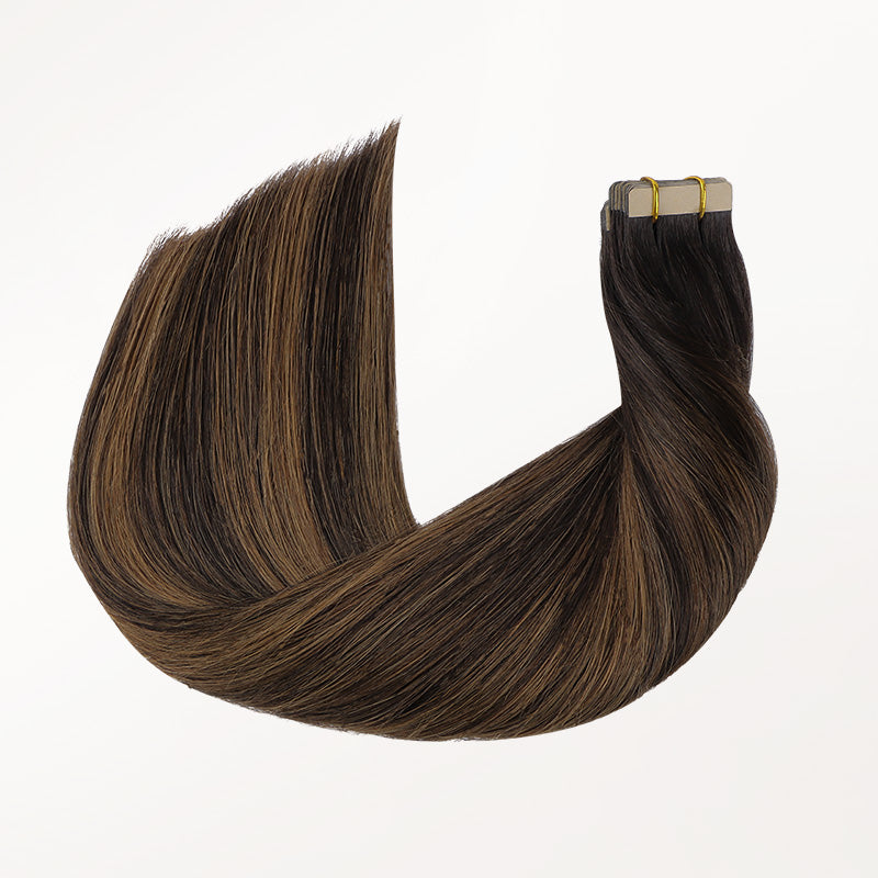 Dark Brown Balayage (2/6/2) Tape-Ins 50g – 100% Remy Human Hair.