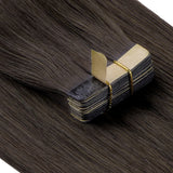 Mocha Brown (1C) Tape-Ins 50g – 100% Remy Human Hair.