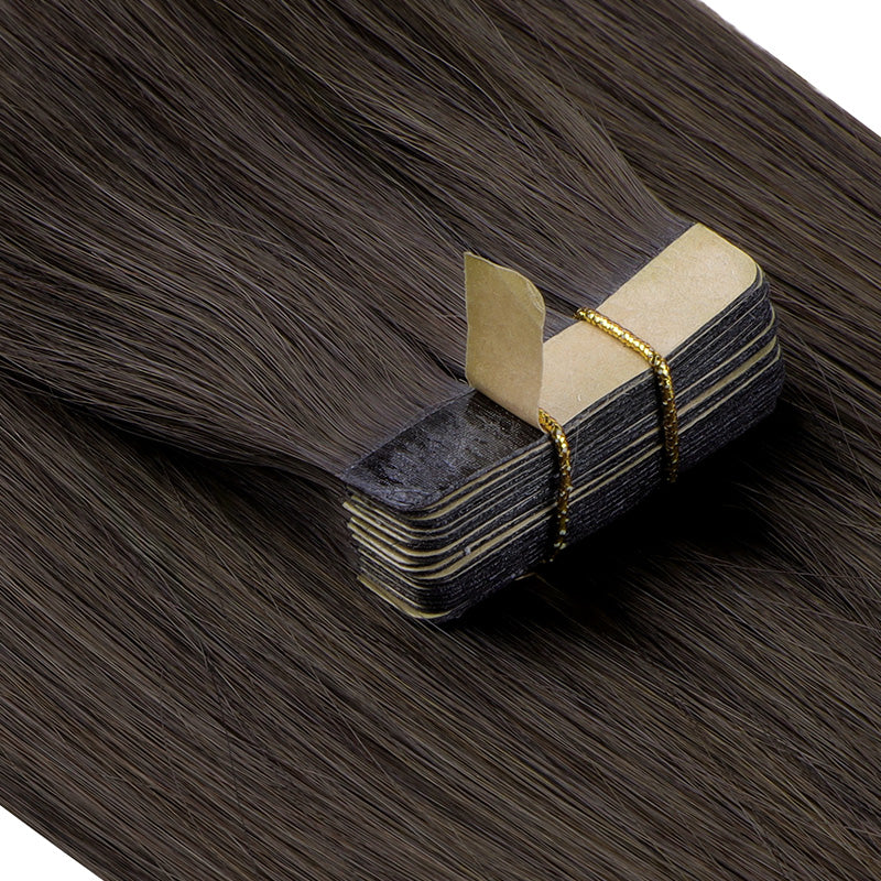 Mocha Brown (1C) Tape-Ins 50g – 100% Remy Human Hair.