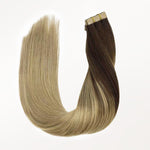 Chocolate Brown to Dirty Blonde (4/18) Tape-Ins 50g – 100% Remy Human Hair.