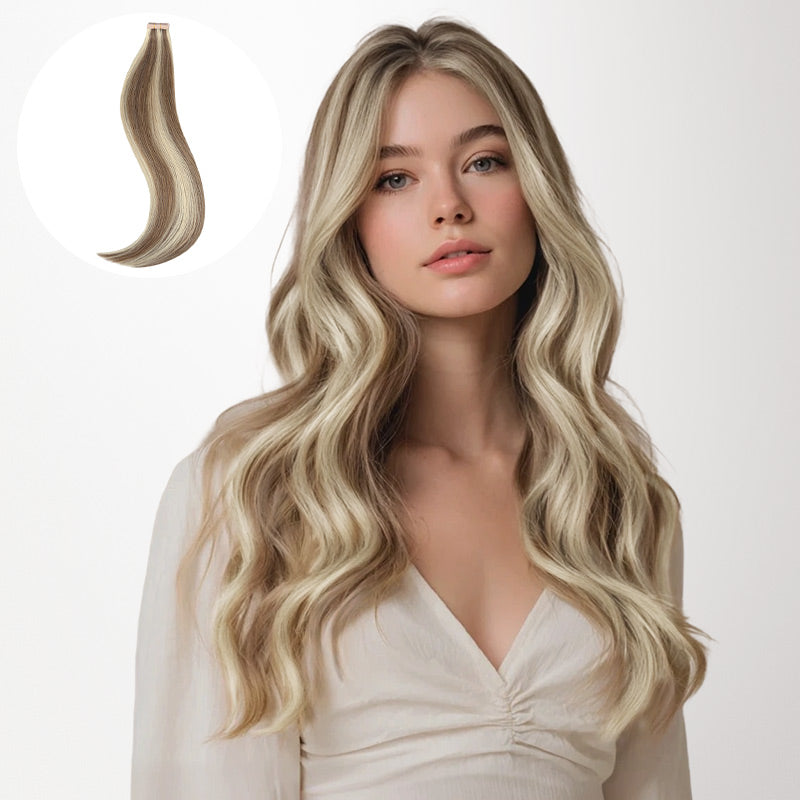Tape-Ins Hair Extensions Highlights – 100% Remy Human Hair.