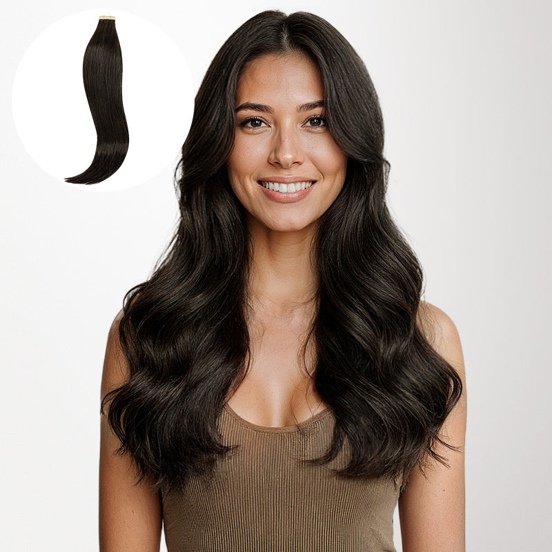 Dark Brown (2) Tape-Ins 50g | 100% Remy Human Hair  display picture 1