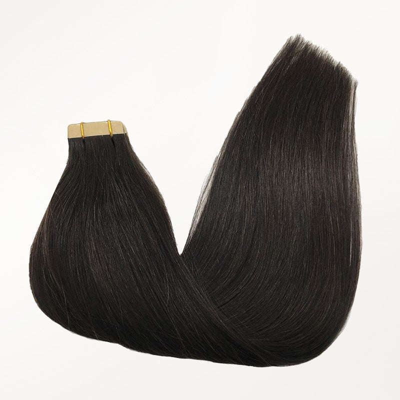 Natural Black (1B) Tape-Ins 50g – 100% Remy Human Hair.