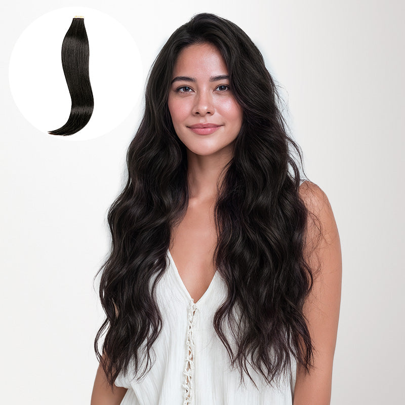 Natural Black (1B) Tape-Ins 50g 100% Remy Human Hair Extensions