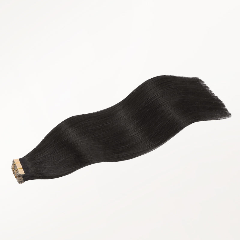 Natural Black (1B) Tape-Ins 50g – 100% Remy Human Hair.