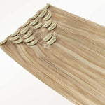 Dirty Blonde Highlights (18D/22F) Classic Clip-Ins (150g-170g) – 100% Remy Human Hair.