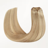 Dirty Blonde Highlights (18D/22F) Classic Clip-Ins (150g-170g) – 100% Remy Human Hair.