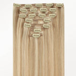 Dirty Blonde Highlights (18D/22F) Classic Clip-Ins (150g-170g) – 100% Remy Human Hair.