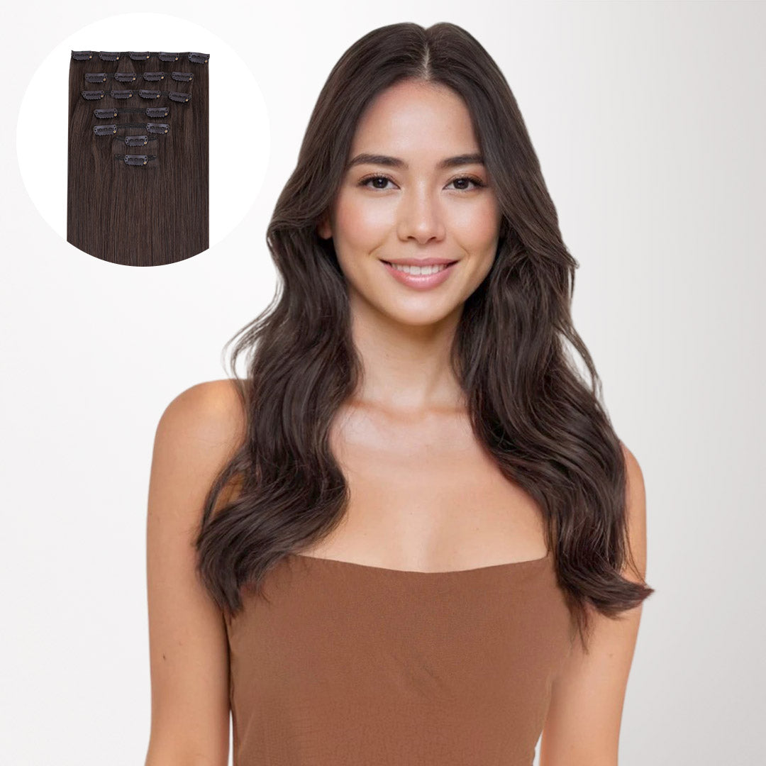 Light Brown (2A) Classic Clip-Ins (150g-170g) – 100% Remy Human Hair.