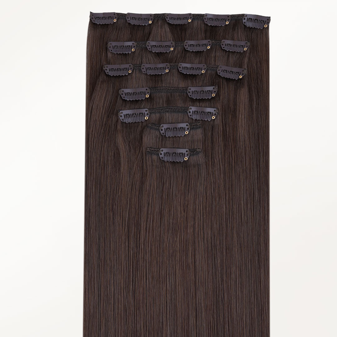 Light Brown (2A) Classic Clip-Ins (150g-170g) – 100% Remy Human Hair.