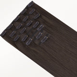 Mocha Brown (1C) Classic Clip-Ins (150g-170g) – 100% Remy Human Hair.