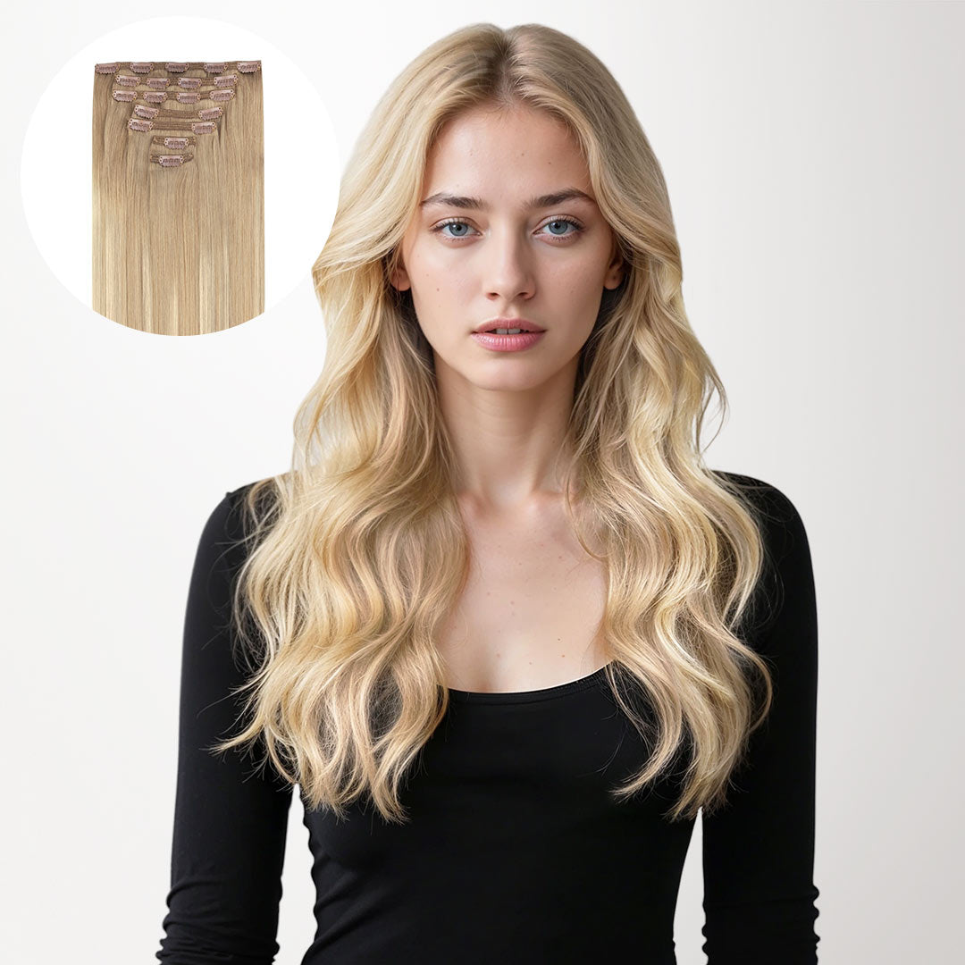 Natural Blonde Balayage (18ET90A) Classic Clip-Ins (150g-170g) – 100% Remy Human Hair.