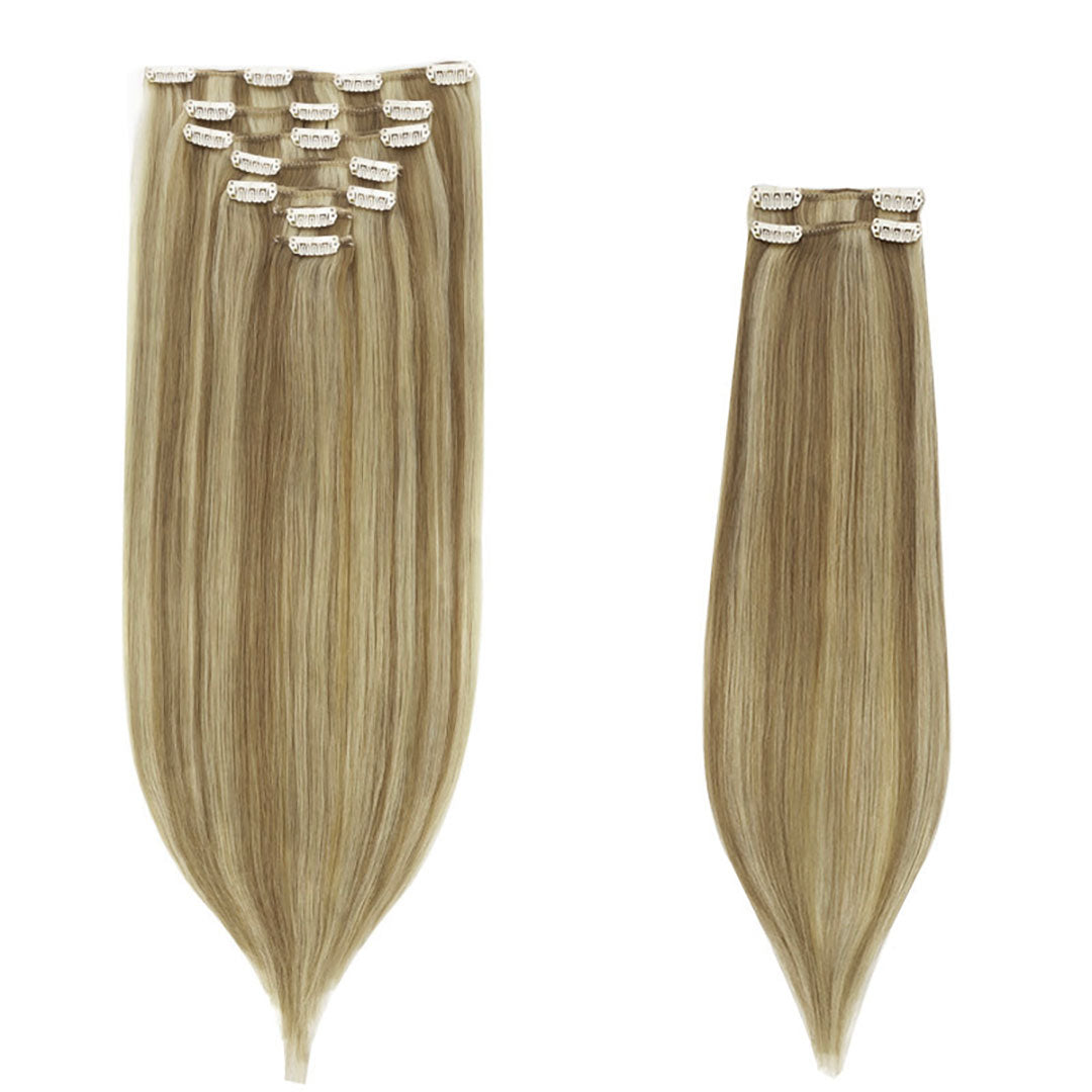Light Blonde Highlights (16/22A) Classic Clip-Ins (150g-170g) – 100% Remy Human Hair by GOO GOO Hair.