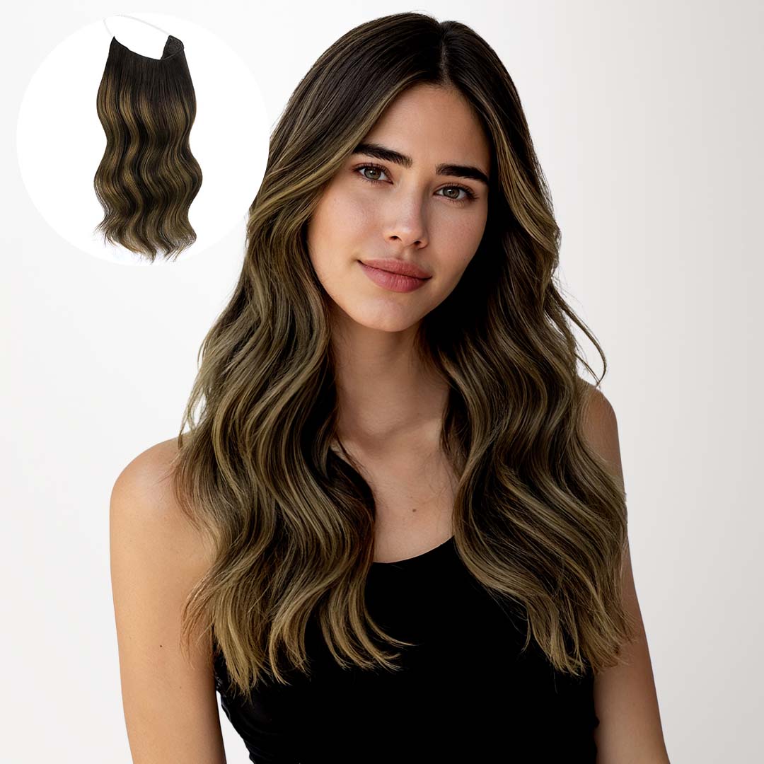Dark Brown Balayage Wire Hair Extensions 100% Remy Human Hair