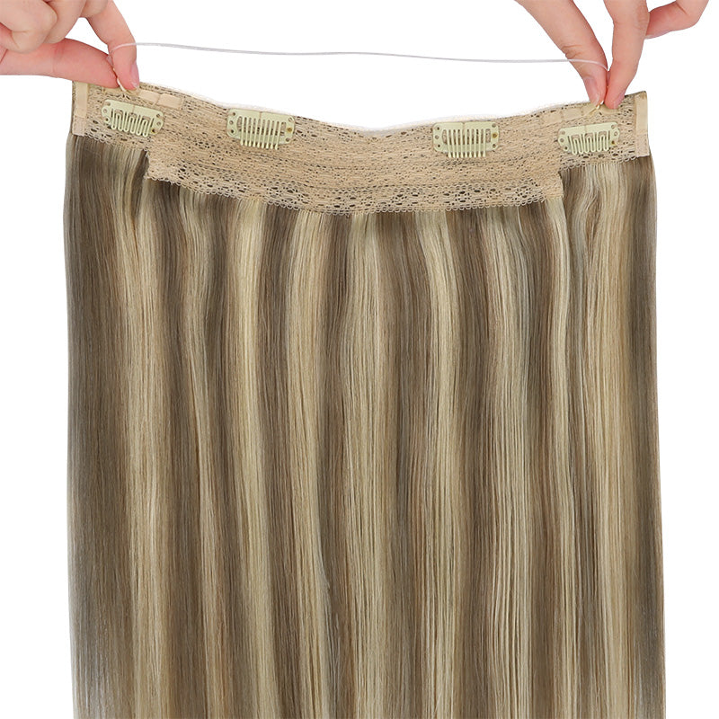 Golden Blonde Highlights (8/22) Wire Hair Extensions (70g-110g) – 100% Remy Human Hair by GOO GOO Hair.