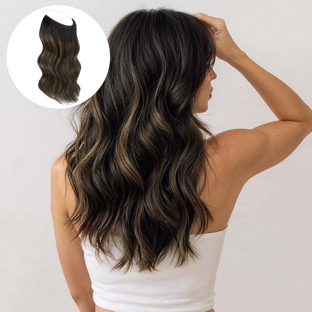 Natural Black Balayage (1B/6/1B) Wire Hair Extensions (70g-110g) – 100% Remy Human Hair by GOO GOO Hair.