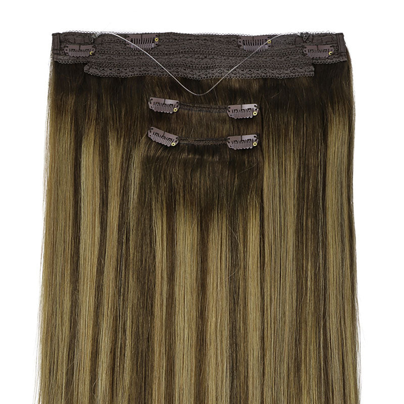 Caramel Blonde Balayage (4/27/4) Pro & Wire Hair Extension (70g-140g) – 100% Remy Human Hair by GOO GOO Hair.