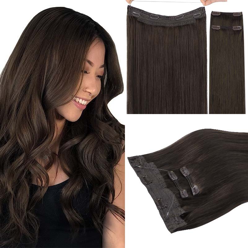 NEW DARK BROWN (2A) PRO WIRE HAIR EXTENSION Goo Goo Hair