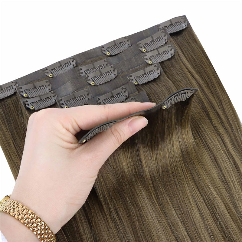 Bleach Blonde Balayage (3/8/613) Seamless Clip-Ins (130g-150g) – 100% Remy Human Hair by GOO GOO Hair.