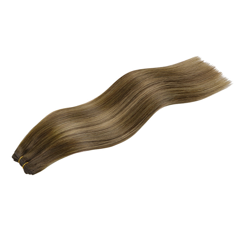 Caramel Blonde Balayage (4/27/4) Sew-In Weft Hair Extensions (80g-110g) – 100% Remy Human Hair by GOO GOO Hair.