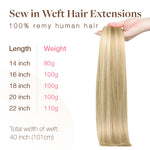 Light Blonde Highlights (16/22A) Sew-In Weft Hair Extensions (80g-110g) – 100% Remy Human Hair by GOO GOO Hair.