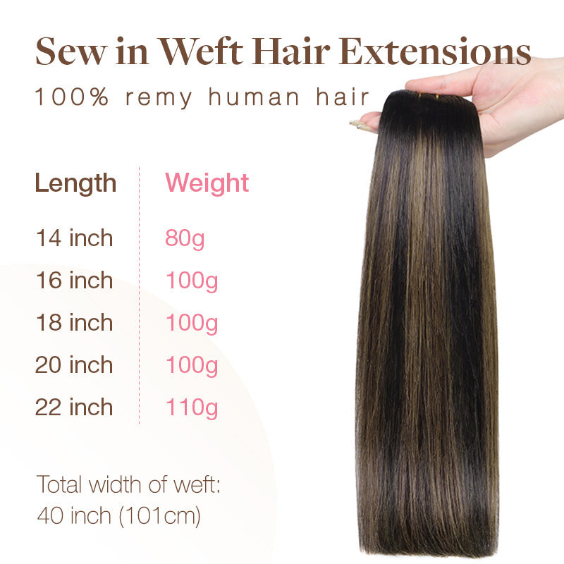 Natural Black Balayage (1B/6/1B) Sew-In Weft Hair Extensions (80g-110g) – 100% Remy Human Hair by GOO GOO Hair.