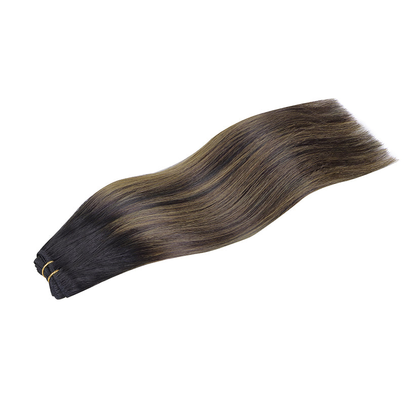 Natural Black Balayage (1B/6/1B) Sew-In Weft Hair Extensions (80g-110g) – 100% Remy Human Hair by GOO GOO Hair.