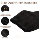 Natural Black (1B) Sew-In Weft Hair Extensions (80g-110g) – 100% Remy Human Hair by GOO GOO Hair.