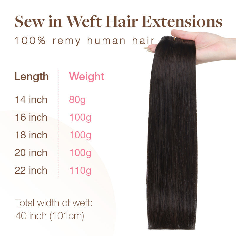 Dark Brown (2) Sew-In Weft Hair Extensions (80g-110g) – 100% Remy Human Hair by GOO GOO Hair.