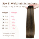 Dark Brown Balayage (2/6/2) Sew-In Weft Hair Extensions (80g-110g) – 100% Remy Human Hair.
