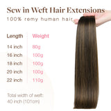 Dark Brown Balayage (2/6/2) Sew-In Weft Hair Extensions (80g-110g) – 100% Remy Human Hair.