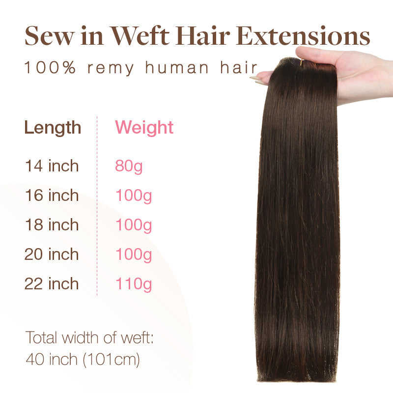 Chocolate Brown (4A) Sew-In Weft Hair Extensions (80g-110g) – 100% Remy Human Hair by GOO GOO Hair.