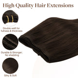 Chocolate Brown (4A) Sew-In Weft Hair Extensions (80g-110g) – 100% Remy Human Hair by GOO GOO Hair.