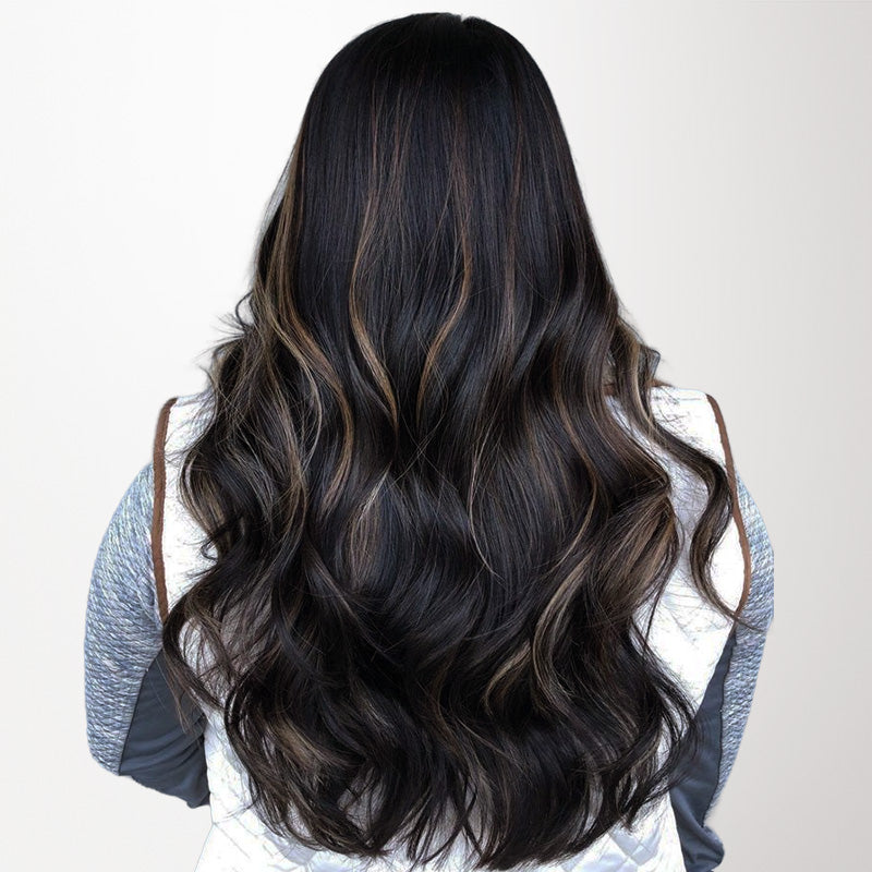 Natural Black Balayage (1B/6/1B) I-Tip Hair Extensions 50g – 100% Remy Human Hair.