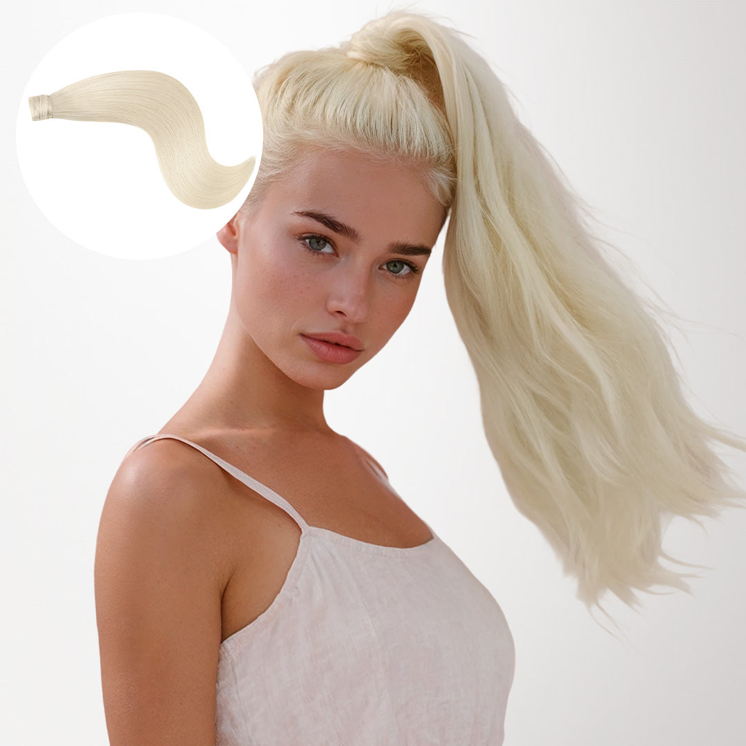 Platinum Blonde Ponytail Extensions 100% Remy Human Hair-GOO GOO