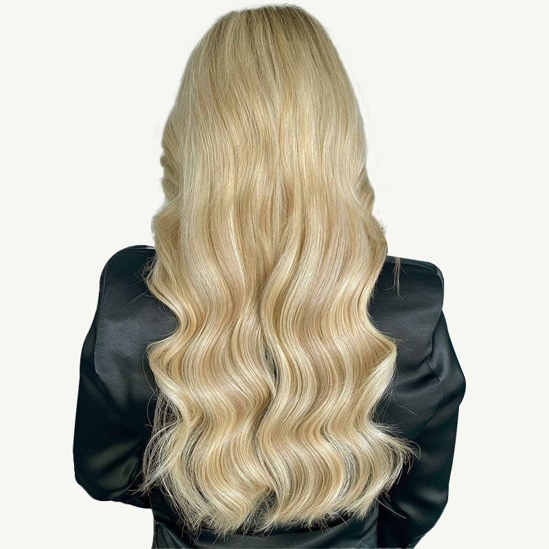 Light Blonde Highlights (16/22A) Sew-In Weft Hair Extensions (80g-110g) – 100% Remy Human Hair by GOO GOO Hair.