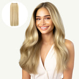 Light Blonde Highlights (16/22A) Sew-In Weft Hair Extensions (80g-110g) – 100% Remy Human Hair by GOO GOO Hair.