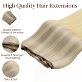 Platinum Blonde Balayage (17/22/60) Sew-In Weft Hair Extensions (80g-110g) – 100% Remy Human Hair.