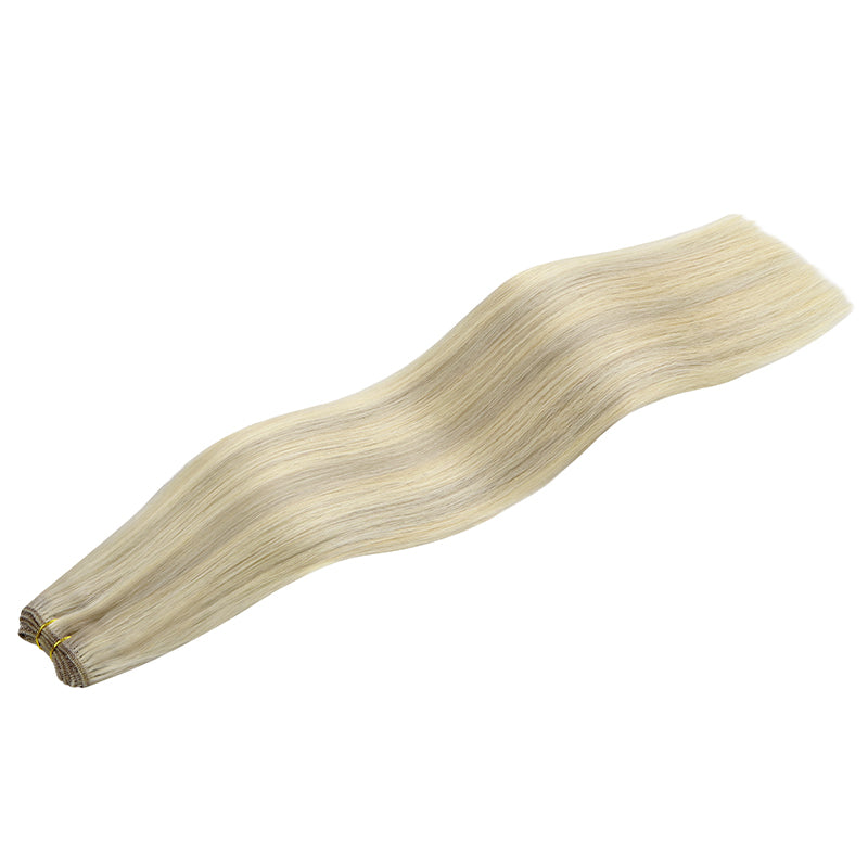 Ash Blonde Highlights (17A/60A) Sew-In Weft Hair Extensions (80g-110g) – 100% Remy Human Hair.