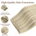 Ash Blonde Highlights (17A/60A) Sew-In Weft Hair Extensions (80g-110g) – 100% Remy Human Hair.