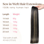 Black to Light Blonde Balayage (1B/16/1B) Sew-In Weft Hair Extensions (80g-110g) – 100% Remy Human Hair.