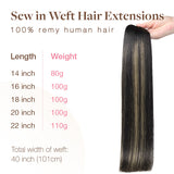 Black to Light Blonde Balayage (1B/16/1B) Sew-In Weft Hair Extensions (80g-110g) – 100% Remy Human Hair.