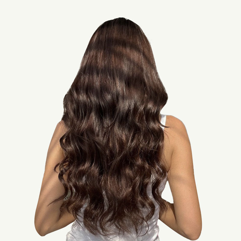 Chocolate Brown (4A) Sew-In Weft Hair Extensions (80g-110g) – 100% Remy Human Hair by GOO GOO Hair.